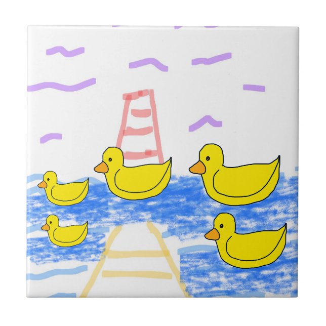 Gult Ankor Red Lighthouse och Pier Ceramic Tile Kakelplatta (Framsidan)