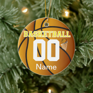 Gult Anpassa Basketboll nummer för ornament