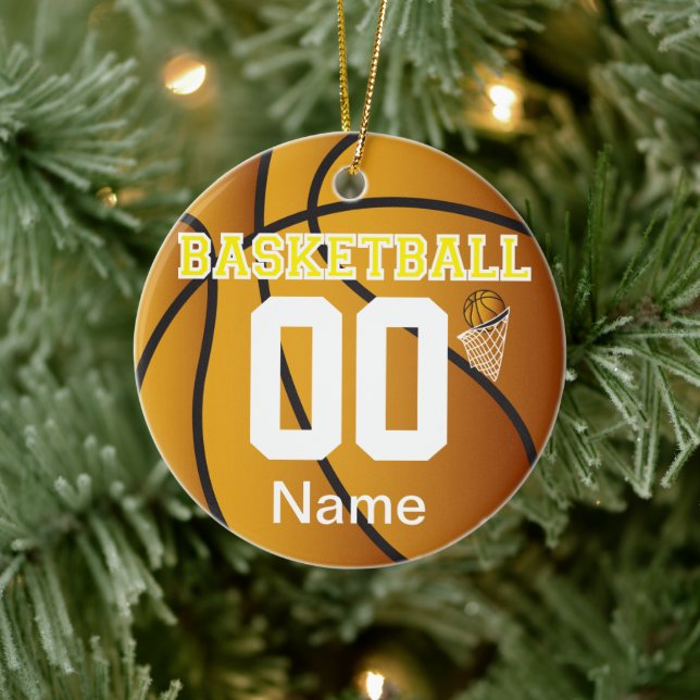 Gult Anpassa Basketboll nummer för ornament (Träd)