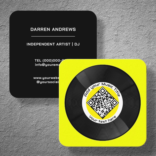 Gult Anpassade Music QR-kod LP Vinyl | Fyrkantigt Visitkort (Skapare uppladdad)