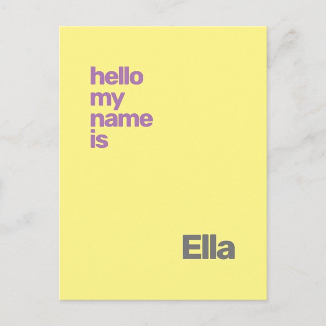 gult anpassningsbar för lila av födelsemeddelanden vykort (Framsida)