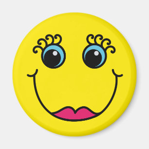Gult ansikte för dam Emoji Magnet