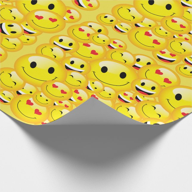 Gult Ansikte Grattis på födelsedagen Emoji Party Presentpapper (Hörn)