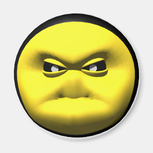Gult ansikte som är angry. magnet