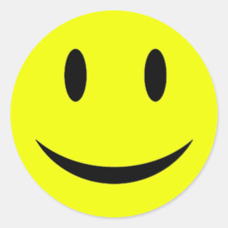 Gult Ansikte Sticker Runt Klistermärke