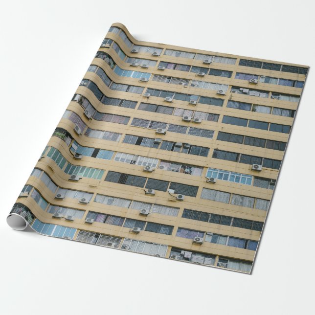 Gult Apartment Byggnad Presentpapper (Utrullad)