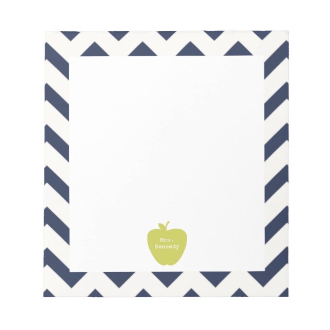 Gult Apple Navy Chevron Teacher Anteckningsblock (Framsida)