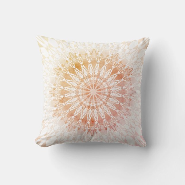 Gult Apricot Mandala Geometric Kudde (Framsida)