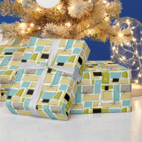 Gult Aqua Blue Squares Starburst Mid Century