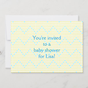 Gult Aqua Chevron Dots Baby Shower-inbjudningar Inbjudningar
