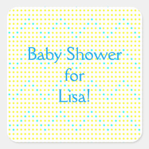 Gult Aqua Chevron Dots Baby Shower Stickers Fyrkantigt Klistermärke