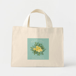 Gult & Aqua Vintage Vår Blommigt Bröllop Mini Tygkasse
