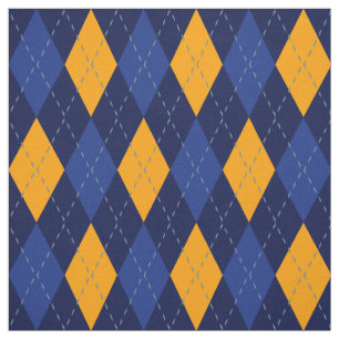 Gult Argyle Mönster vid marinen Blue och Guld Tyg
