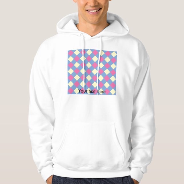 Gult argylemönster för rosor på blått hoodie (Framsida)