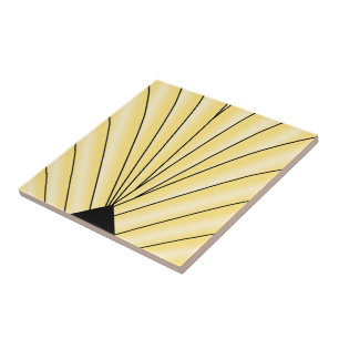 Gult Art Deco-design Kakelplatta