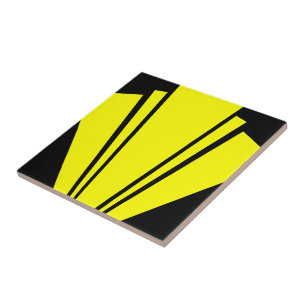 Gult Art Deco-design Kakelplatta