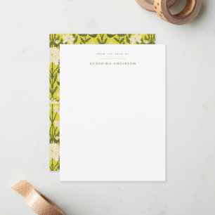 Gult Art nouveau Blommigt Personal Stationery Anteckningskort