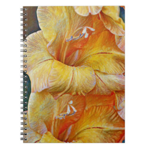 Gult Artsy Gladiolus Flower Journal bärbar dator Anteckningsbok