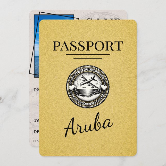 Gult Aruba Passport spara datumet (Fram/baksida)