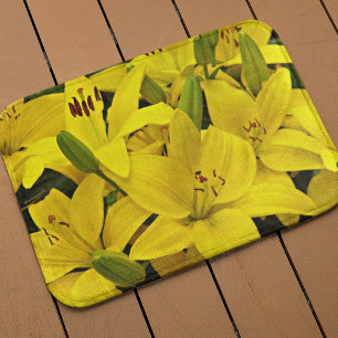 Gult Asiatic Lilies Blommigt Badrumsmatta