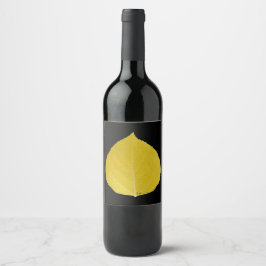 Gult Aspen Löv #5 Vinflaska Etikett