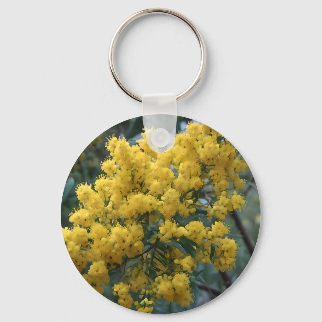 Gult Australian Wattle Träd, Nyckelring (Framsida)