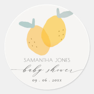 Gult av akut Roligt Lemon Fruktig Citrus Baby Show Runt Klistermärke
