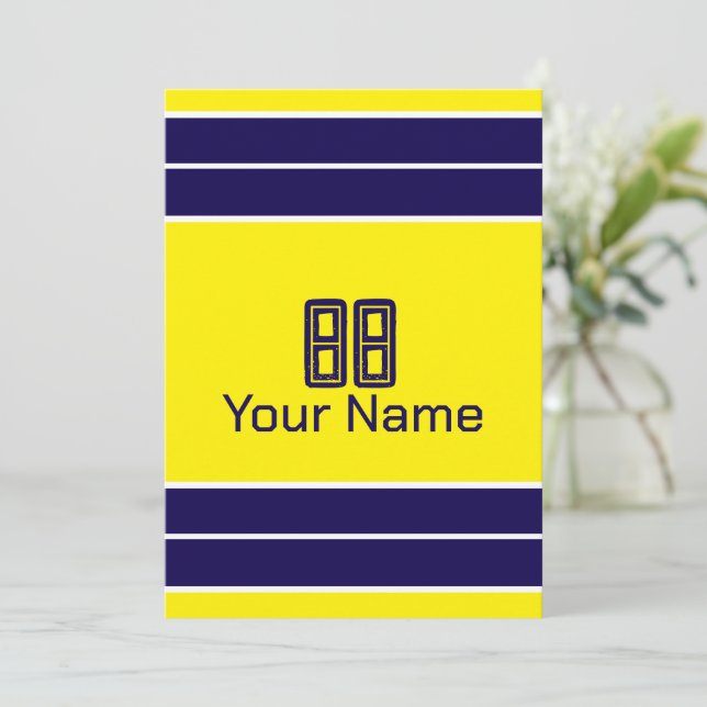 Gult av anpassade och Blått Rand-kompilering Inbjudningar (Stående Fram)