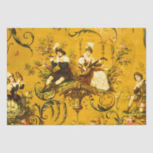 Gult av antikisk Fransk Toile Victorian Decoupage