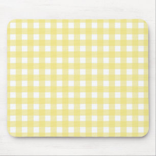 gult av blek och vit gingham musmatta
