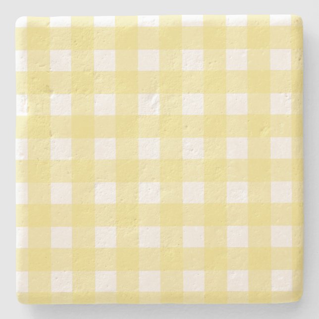 gult av blek och vit gingham stenunderlägg (Framsidan)