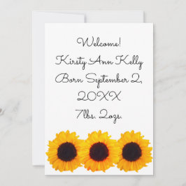 Gult av blommor Birth Notice 4Kate Inbjudningar