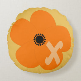 Gult av Bright Orange blomma Rund Kudde