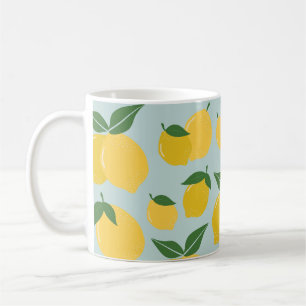 Gult av citronfrukt i Mönster på Grönt Kaffemugg