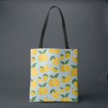 Gult av citronfrukt i Mönster på Grönt Tygkasse<br><div class="desc">Retro Fruit Print - Lemon Mönster - Gult på Grönt.</div>
