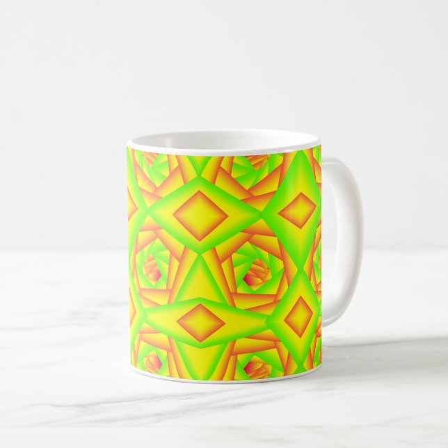 Gult av Citrus Grönt Orange Ombre Abstract Design Kaffemugg (Framsida höger)