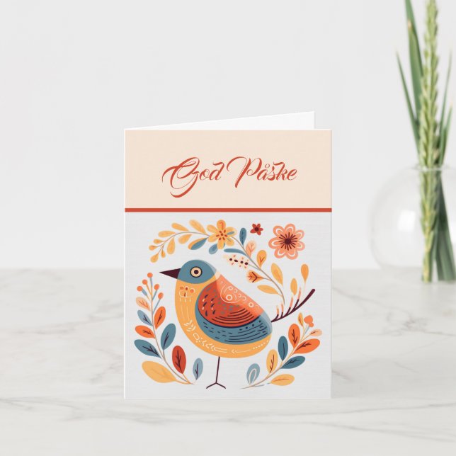 Gult av den nordiska fågelOrangen Turquise God Pås Kort (Framsida)