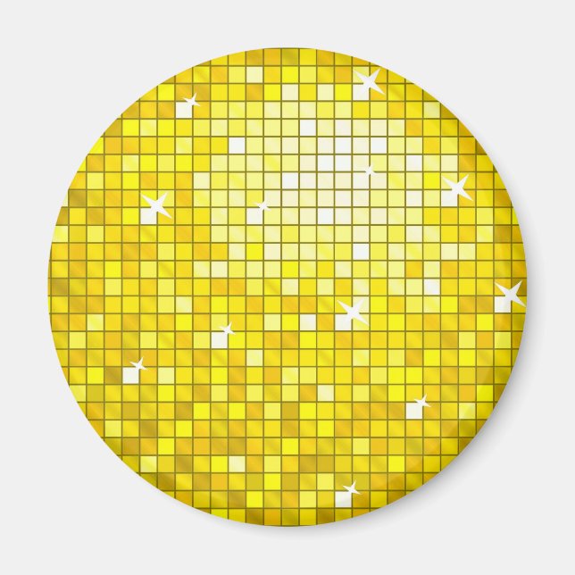 Gult av Disco Tiles, kylskåp, runda Magnet (Framsidan)