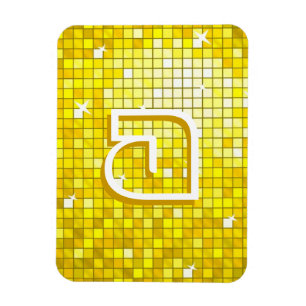 Gult av Disco Tiles-monogram, förstklassig magnet