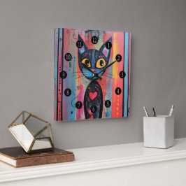 Gult av färgad Abstrakt Fyrkantig Klocka