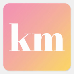 Gult av färgstark Rosa Gradient Ombré Monogram Fyrkantigt Klistermärke