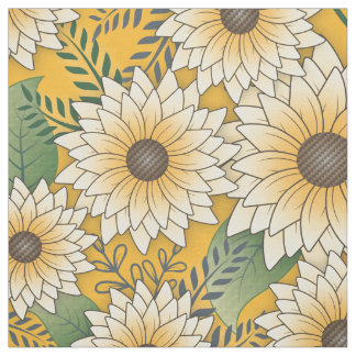 Gult av fetstil, Blommigt Sunny Solros Garden Tyg