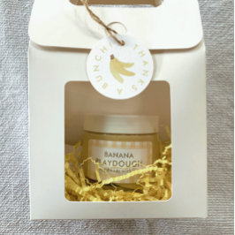 Gult av  Gingham Labels Banana Party Playdough Adressetikett