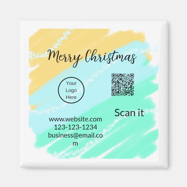 gult av god jul QR- - grönt Magnet (Framsidan)