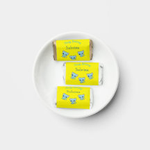gult av grattis på födelsedagen söt studsblå kitte