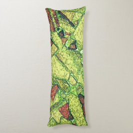 Gult av grön blek, målad vulkanisk sten teckning kroppskudde