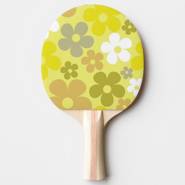 Gult av hippie-Blommigt Pastel Flower Seamless Pat Pingisracket (Framsidan)