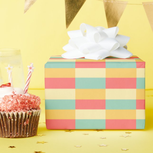 Gult av koral turkos Butter Rand Presentpapper (Födelsedagsfest)