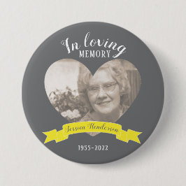 Gult av minnesfoto på hjärta knapp