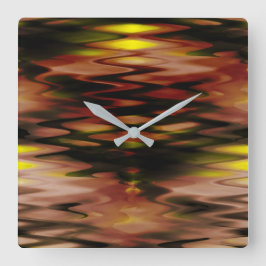 gult av nedfläckad vid brun abstrakt zigzag fyrkantig klocka